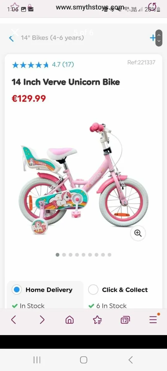 14' Girls Unicorn Bike - Image 2