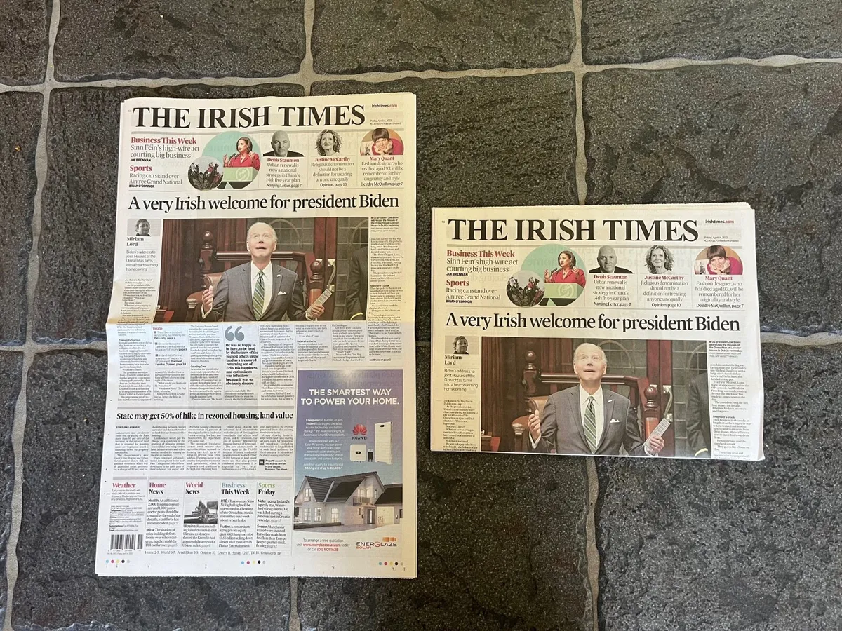 Biden's Visit to Ireland - Irish Times x 2