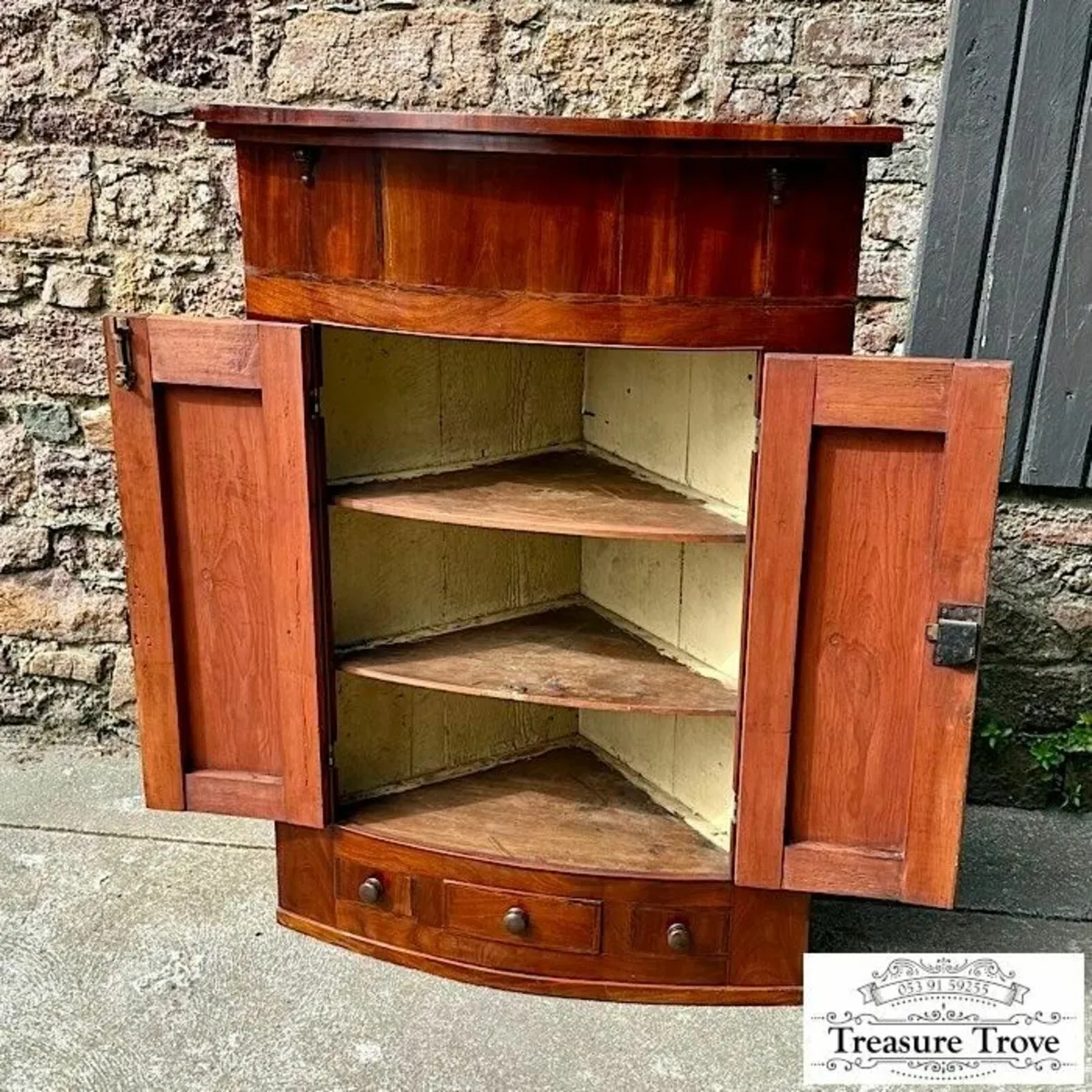 Antique Oak and Mahogany Hanging Corner Cabinets - Image 2