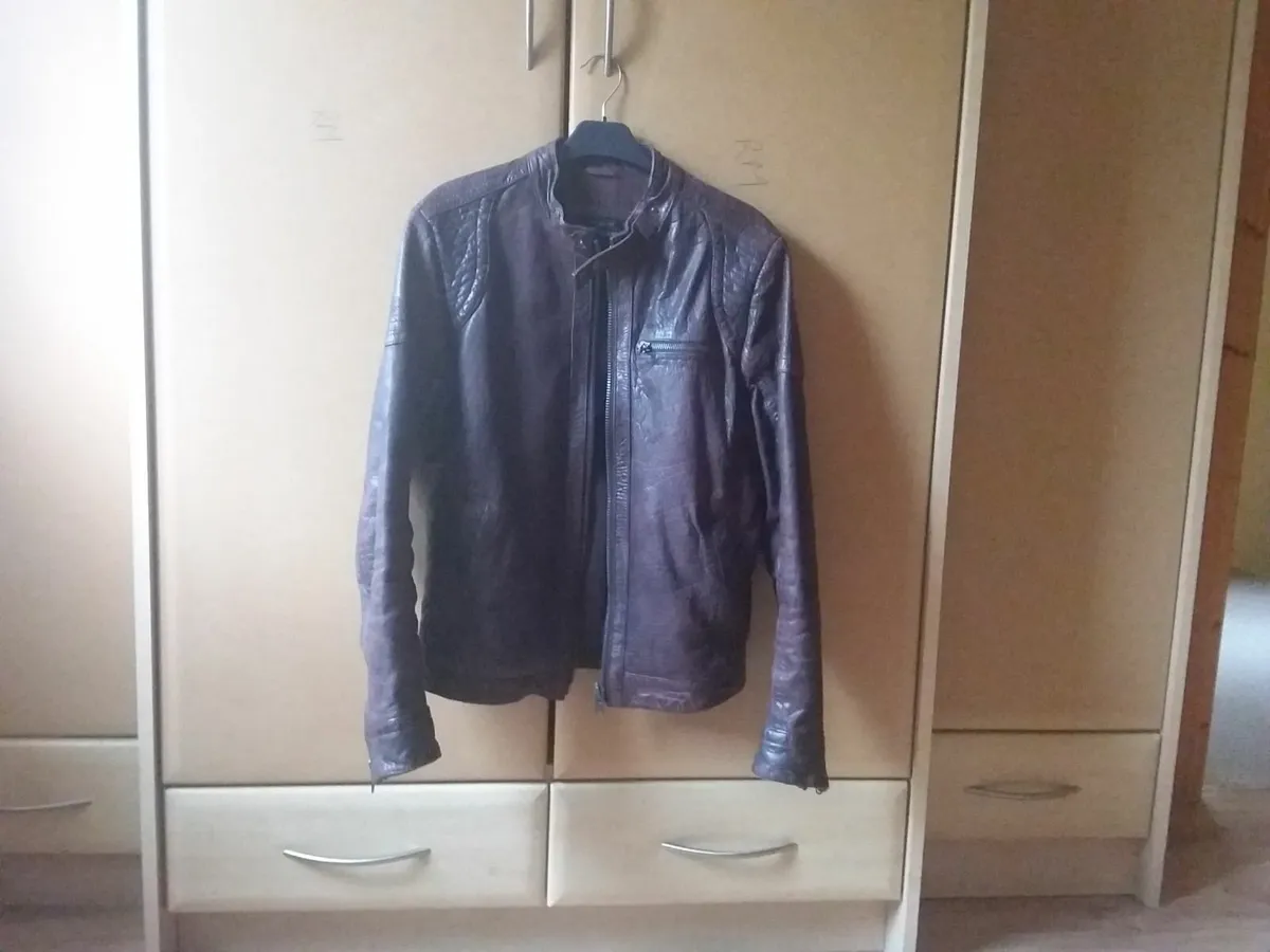 River Island Wine Leather Jacket - Image 2