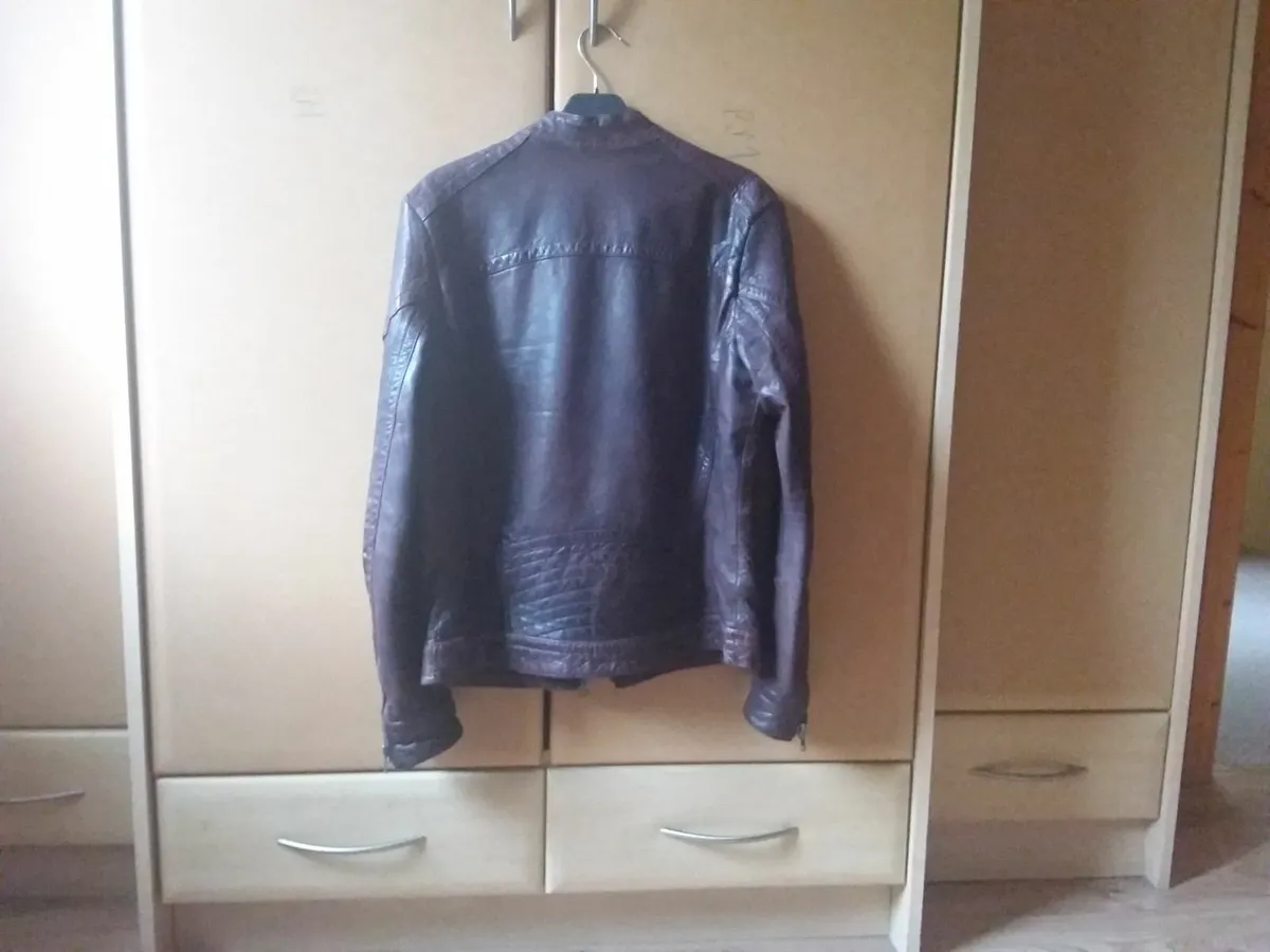 River Island Wine Leather Jacket - Image 3