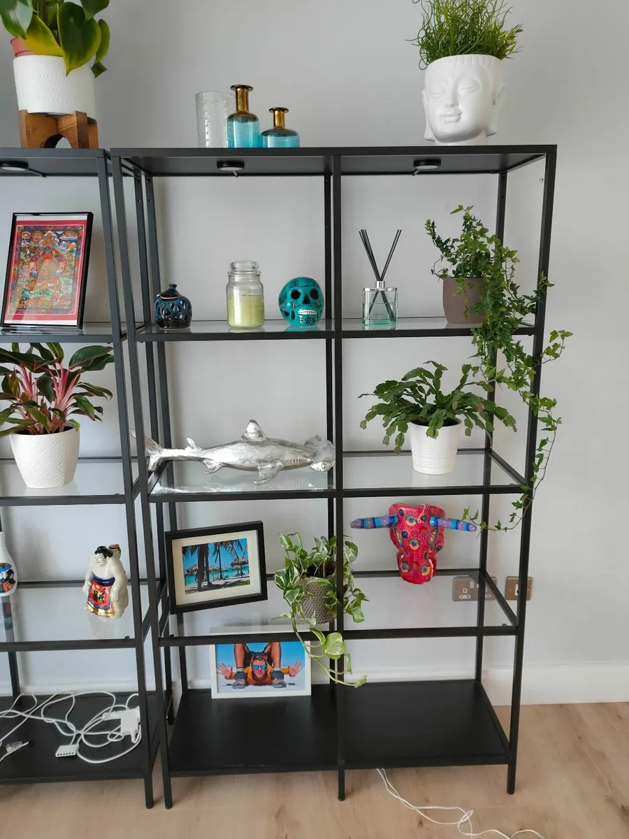Shelving units, black-brown/glass - Image 1
