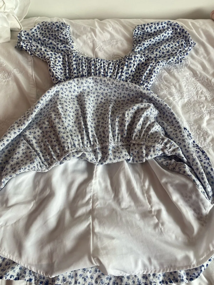 Hollister Blue Floral Puff Sleeve Mini Dress - XS - Image 2