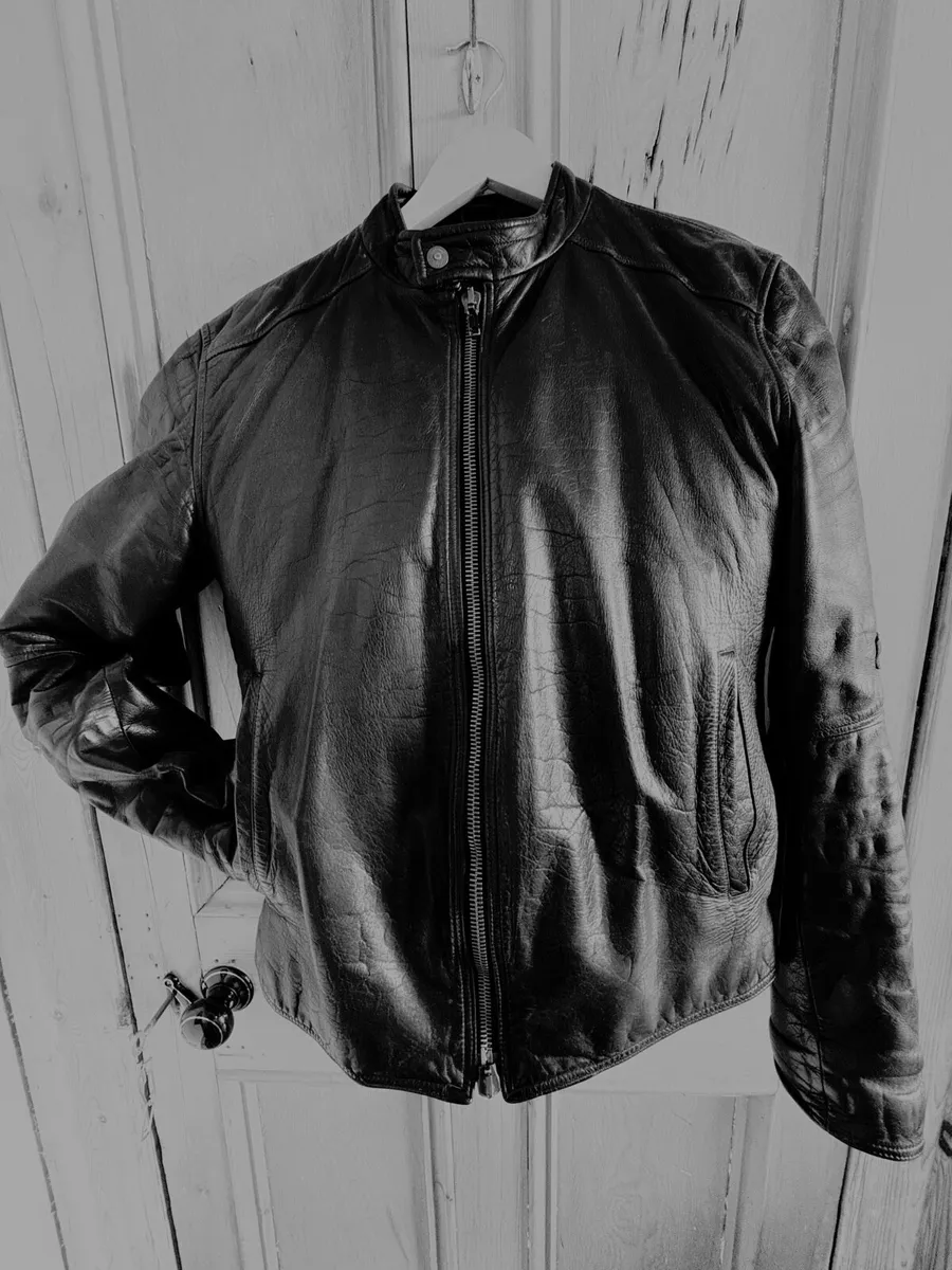 Large Vintage Tommy Hilfiger black leather jacket - Image 1