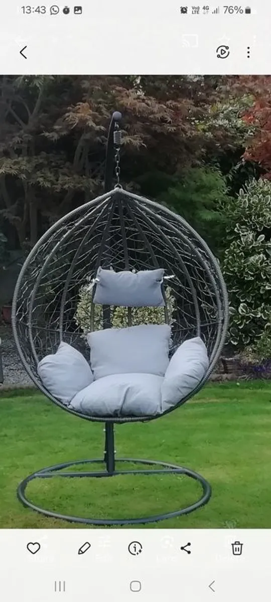 Garden hanging  egg chair max lift 150kg 175 e cash  only - Image 3