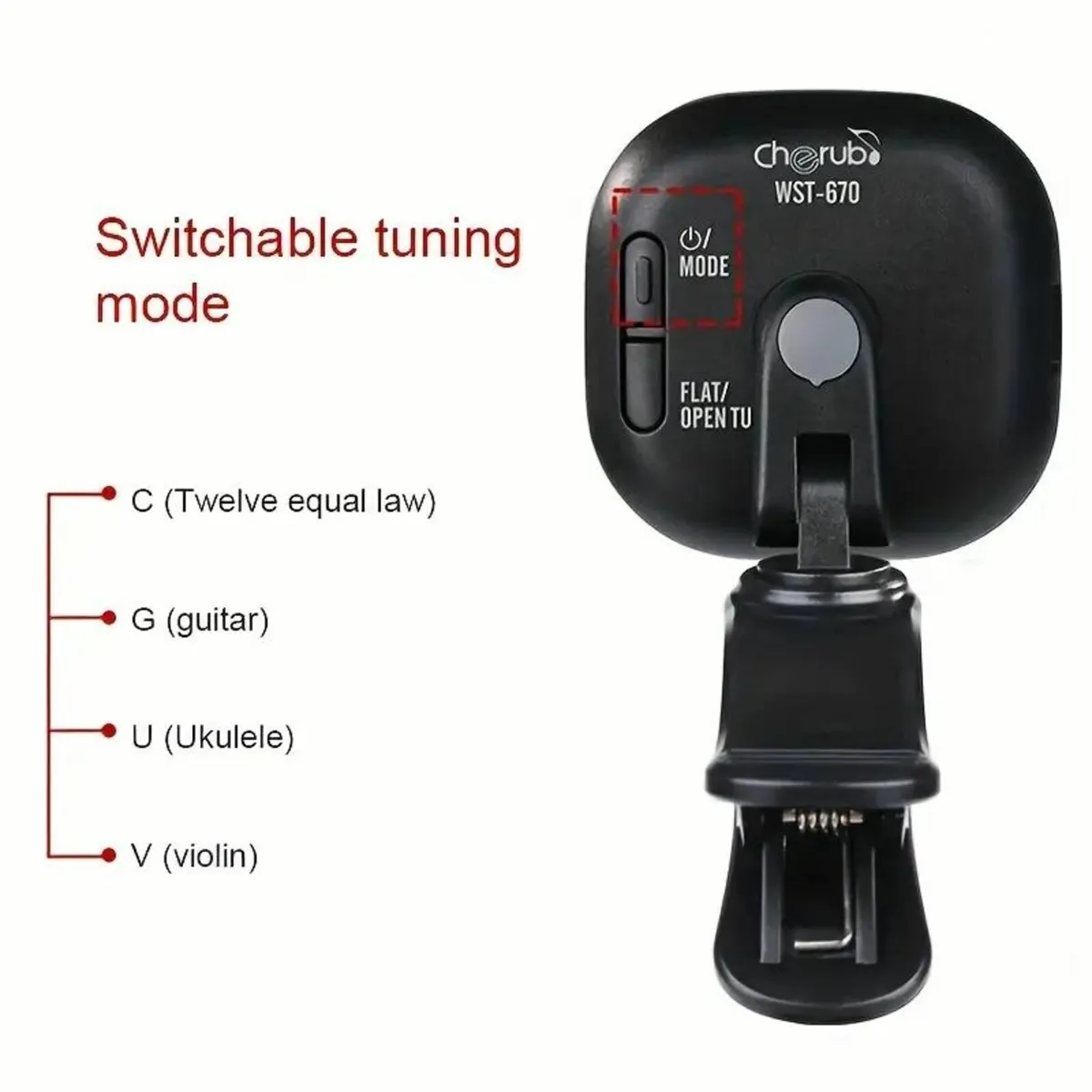 Cherub WST-670 Rechargeable Clip-On Tuner - Image 4