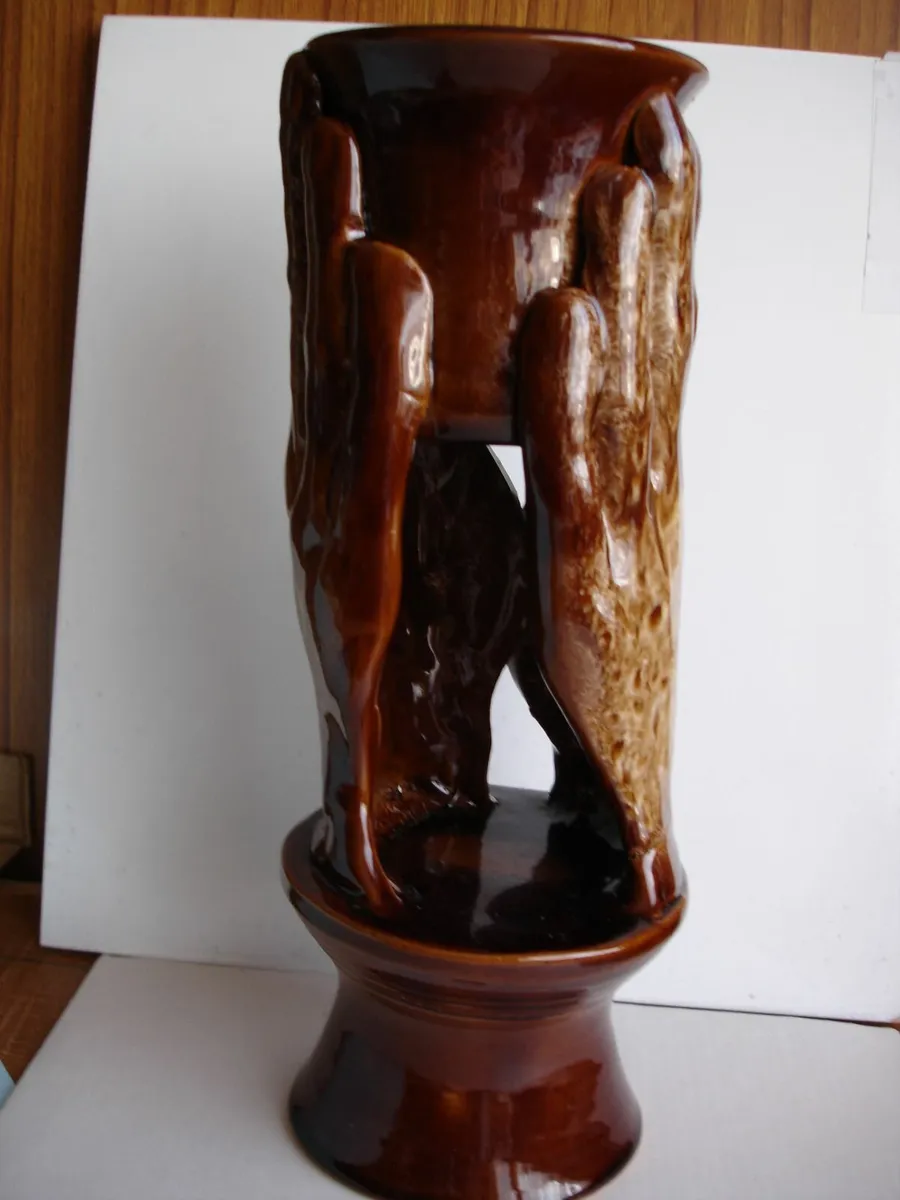 Vintage  Large Hands Shaped Pottery Vase (11”) - Image 1