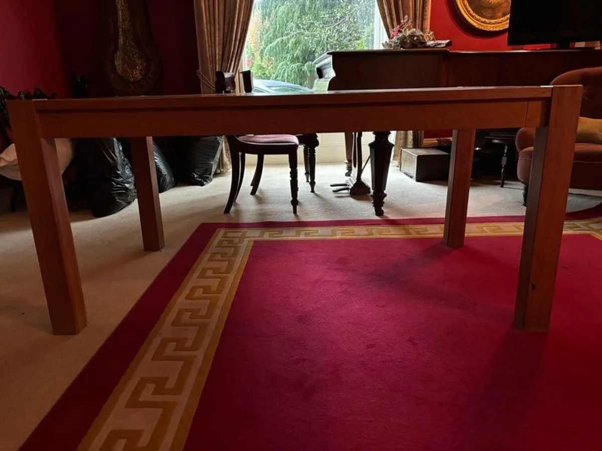 6 seater dining table, solid oak, in perfect condition, 161cm x 90cm x 29 inches high - Image 1
