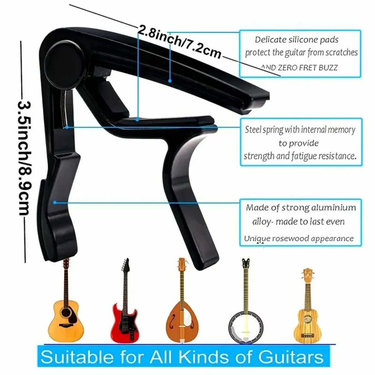 Alloy Guitar Capo Set with Digital Tuner - Image 2