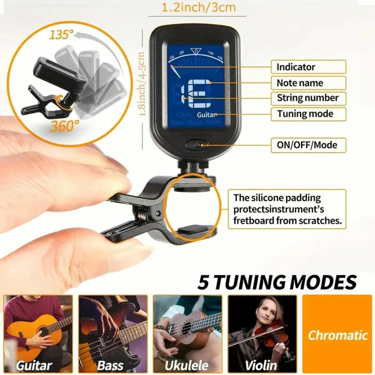 Alloy Guitar Capo Set with Digital Tuner - Image 4