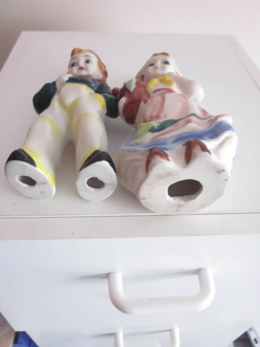 Antique Pair of Dutch Boy&Girl Figurines 6" Tall - Image 3