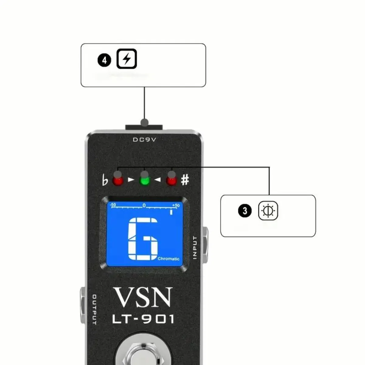 VSN Tuner Pedal, Chromatic Guitar Tuner - Image 4