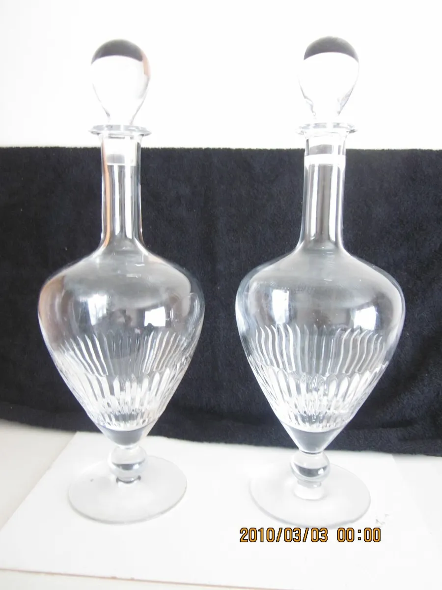 Pair of Vintage Tipperary Crystal Decanters 15" - Image 1