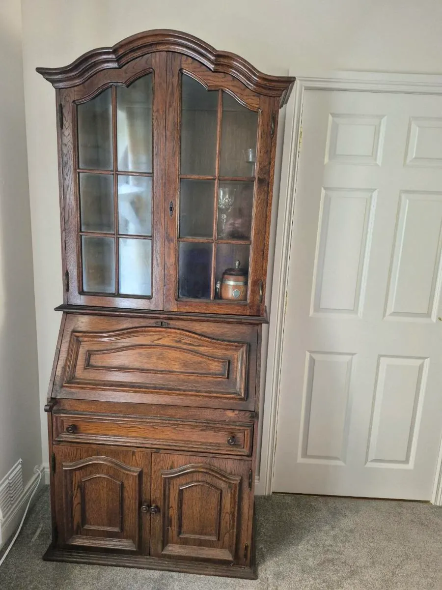 Oak display/desk/storage cabinet - Image 2