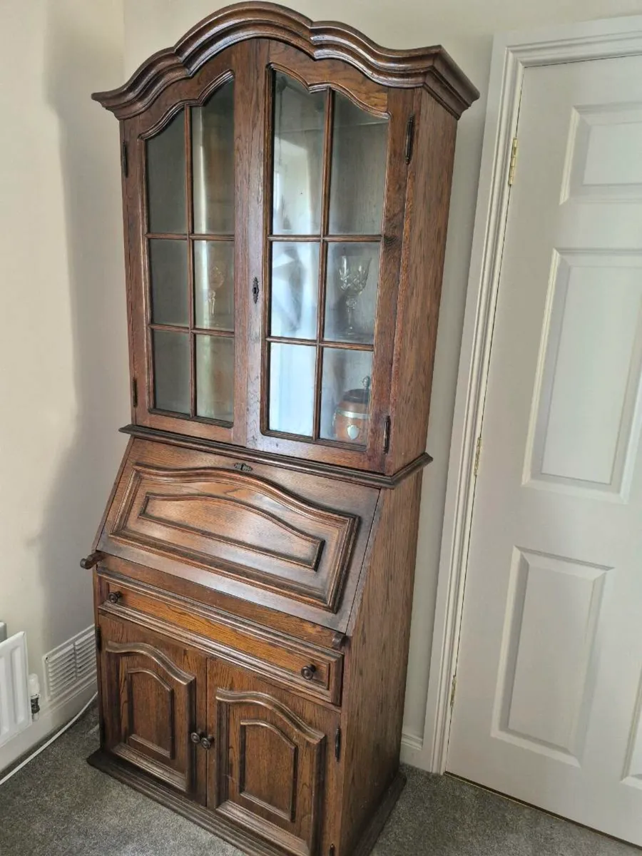 Oak display/desk/storage cabinet - Image 1