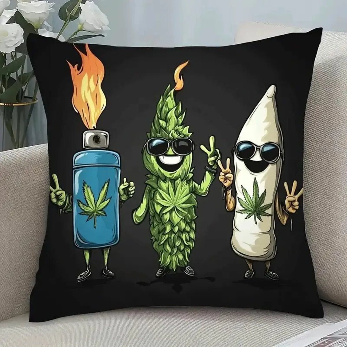 1 Vintage Leaf Design Polyester Throw Pillow Cover - Image 1