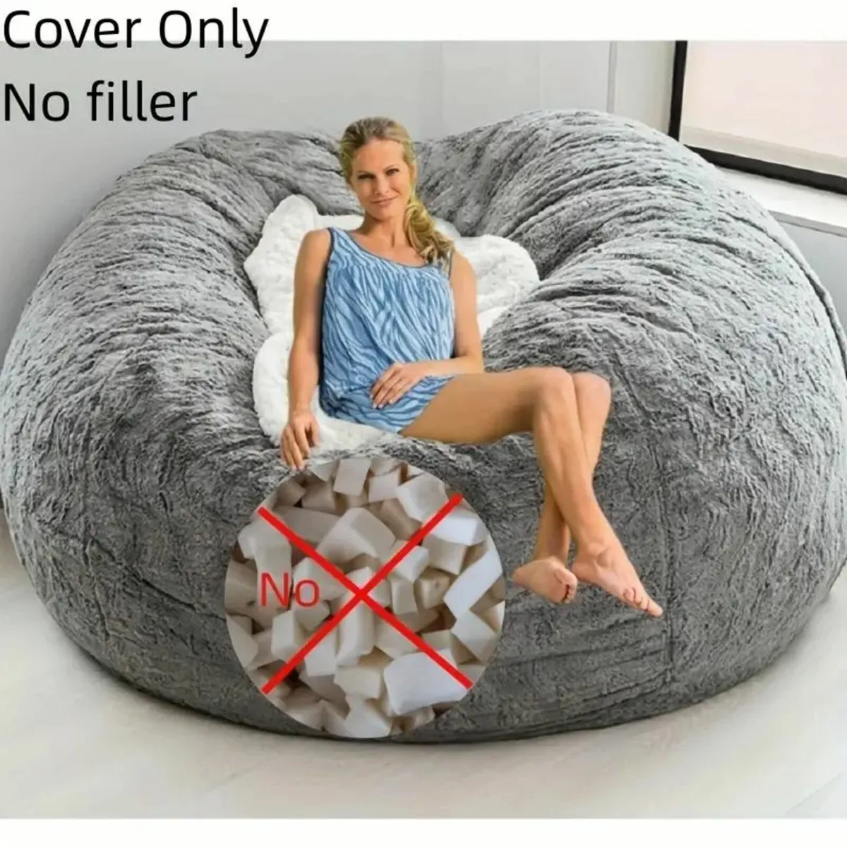 Soft Velvet Bean Bag Sofa Cover - Image 1