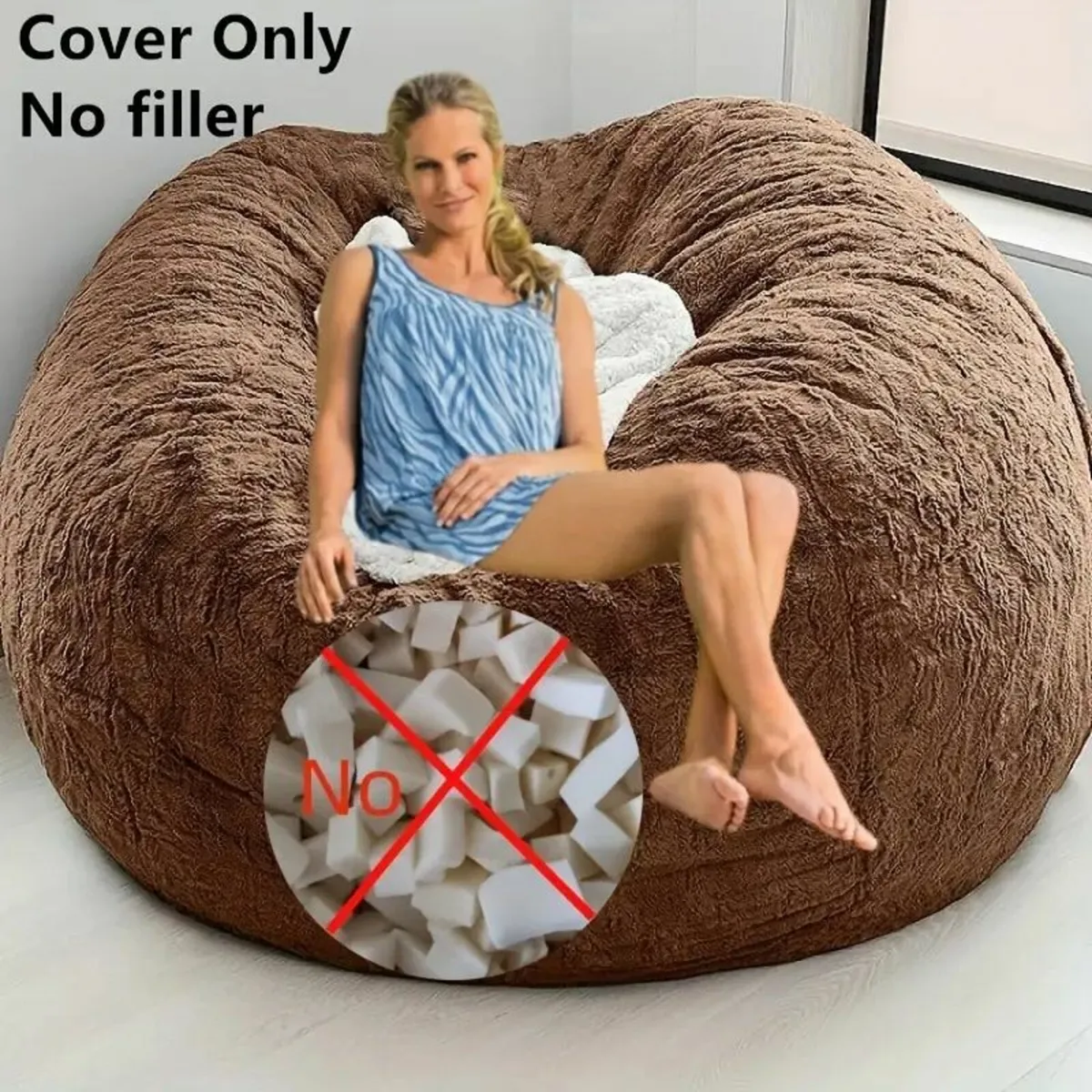 Soft Velvet Bean Bag Sofa Cover - Image 3