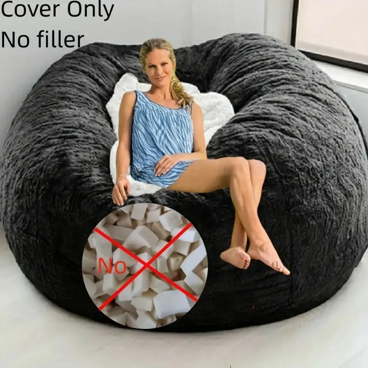 Soft Velvet Bean Bag Sofa Cover - Image 4