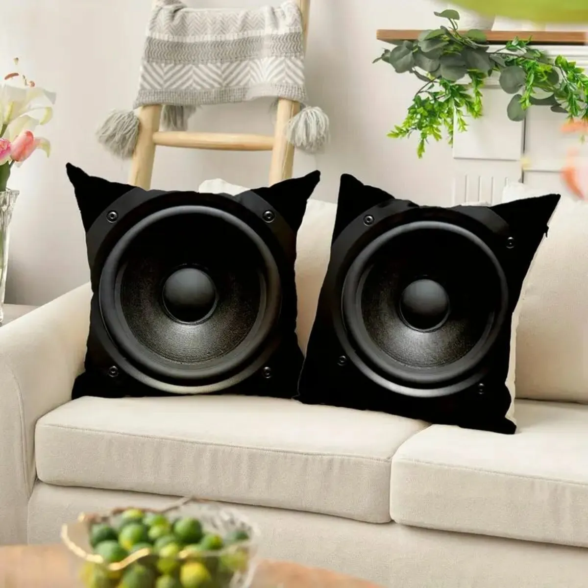 Retro Speaker Print Pillow Covers - Image 1