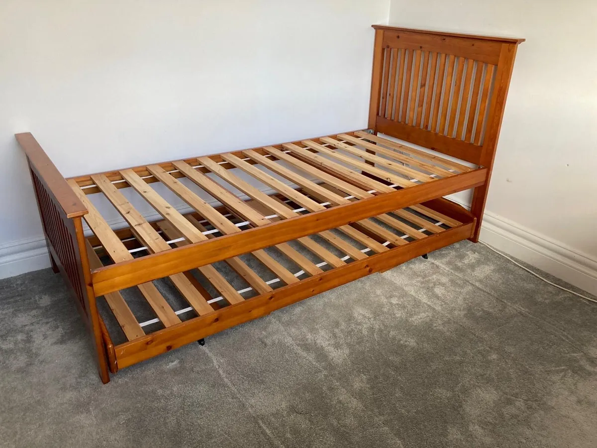 Single Wooden Bed with Pull Out Underbed - Image 4