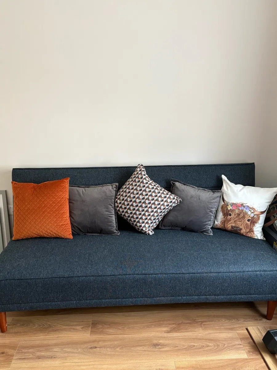 3 Seater Sofa Bed - Navy Fabric - Image 1