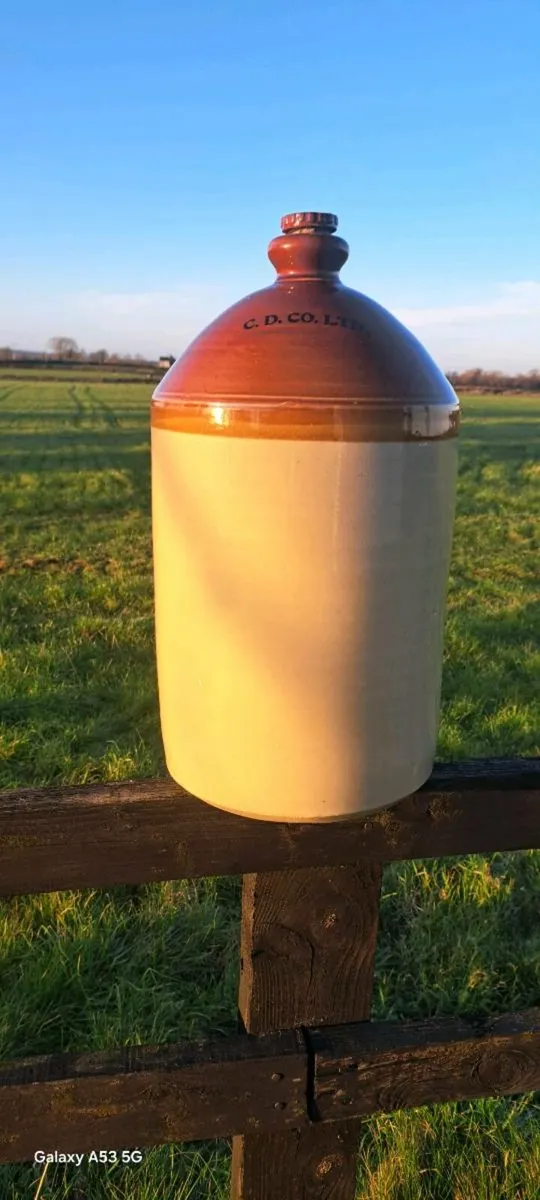 Old  extra large stone ware whiskey jug - Image 1