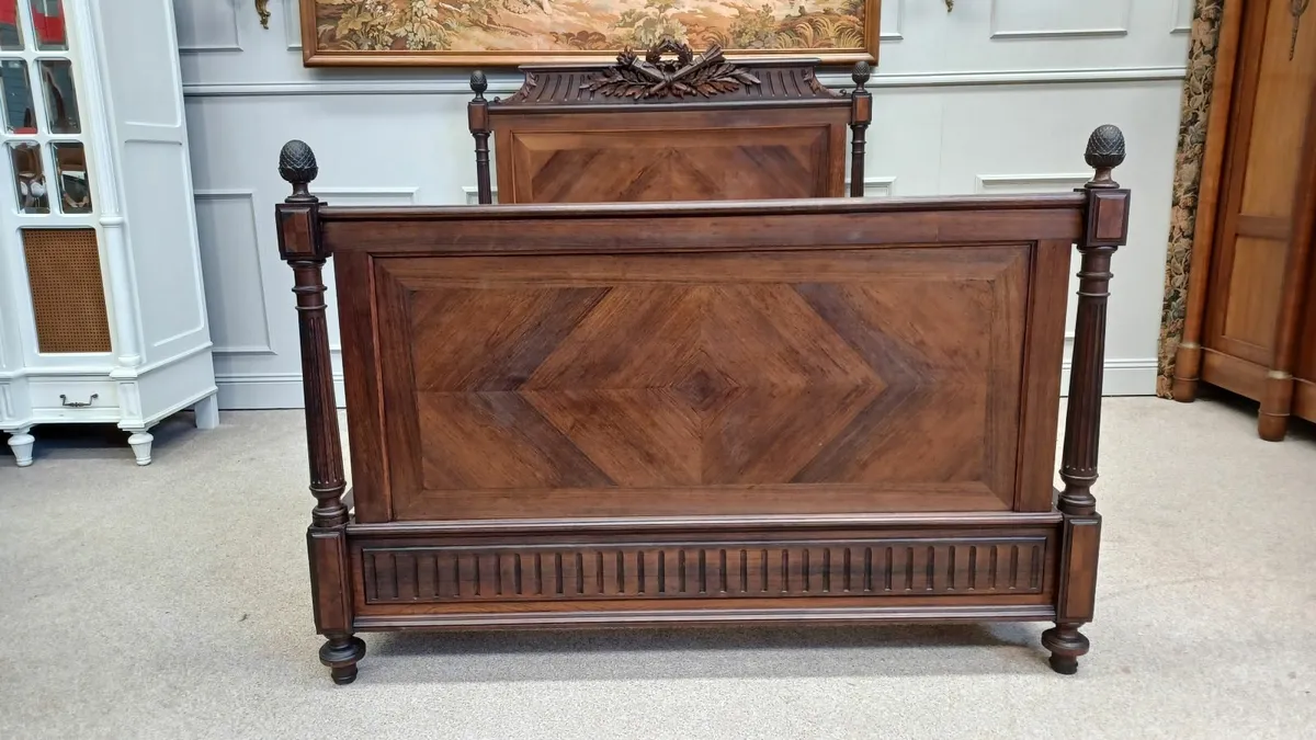Signed French antique rosewood bed  Louis XVI - Image 2