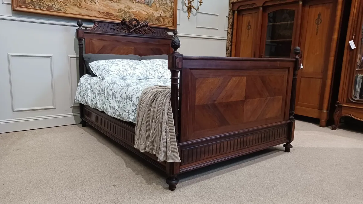 Signed French antique rosewood bed  Louis XVI - Image 1