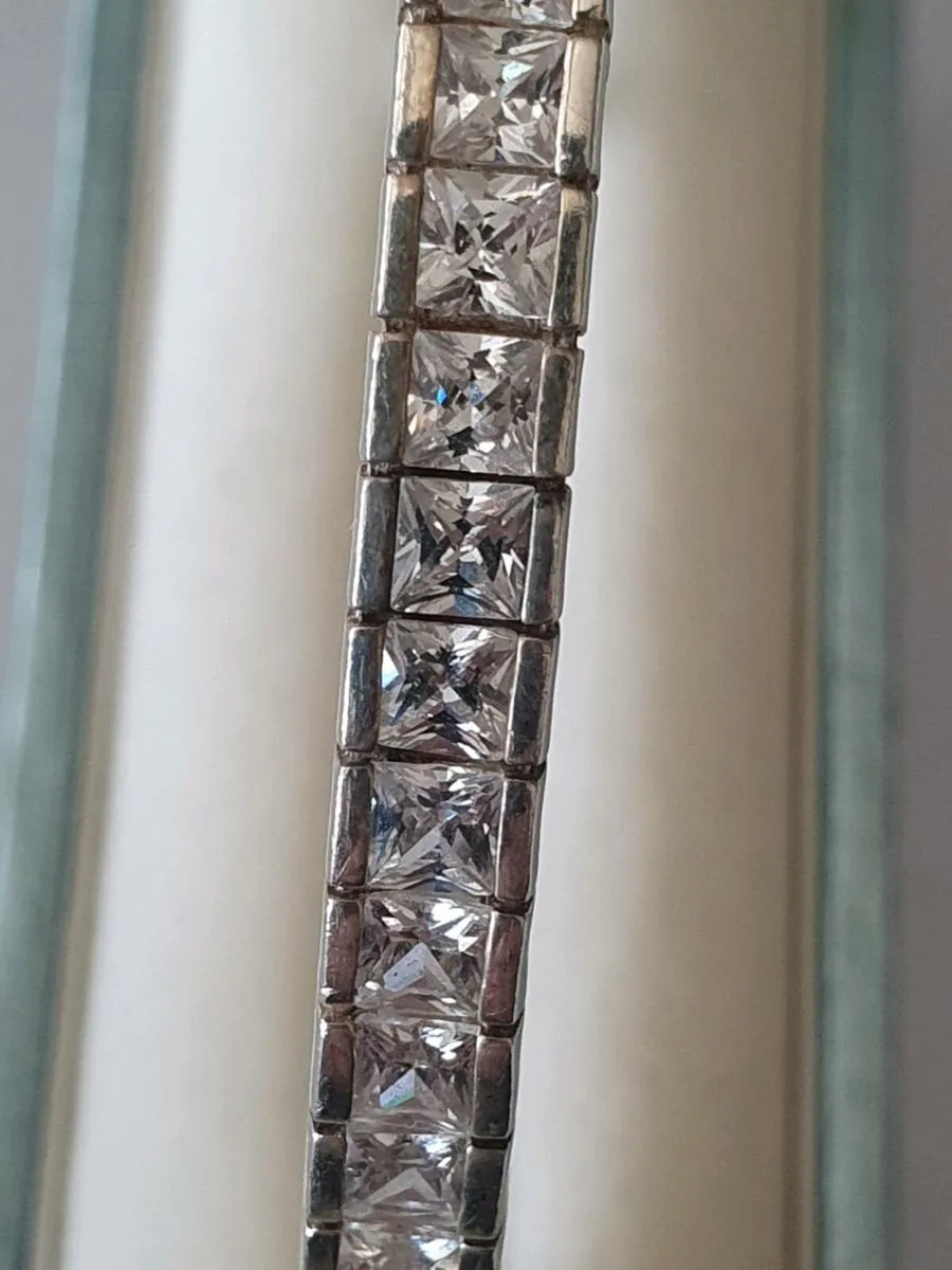 Silver & CZ Hinged Bangle - Image 3
