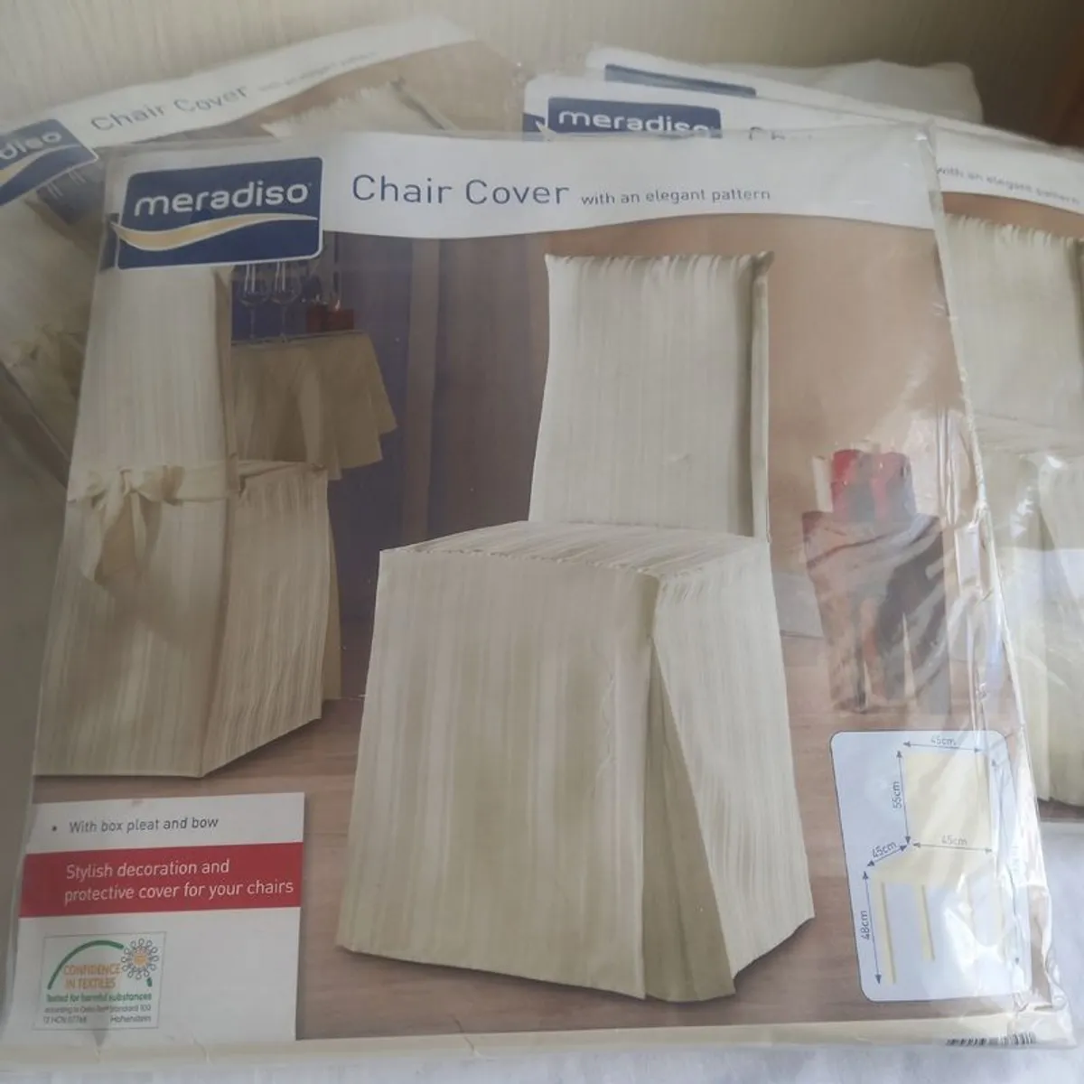 Cream dining room chair covers x 6 - Image 1