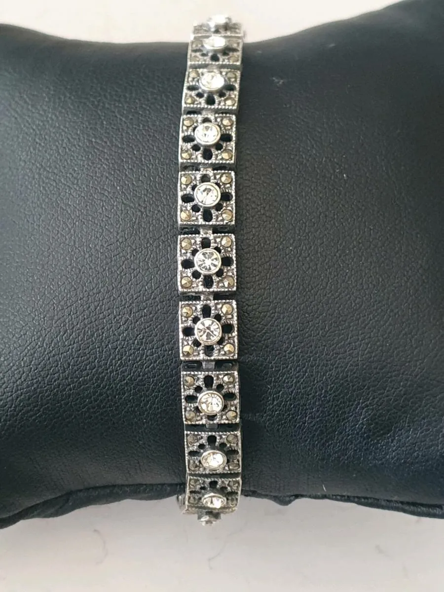 Silver, Marcasite and Crystal Bracelet - Image 1