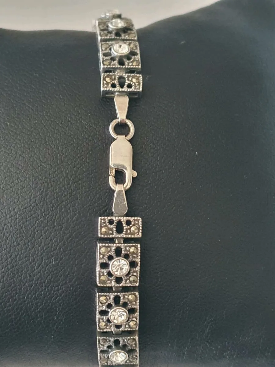 Silver, Marcasite and Crystal Bracelet - Image 2