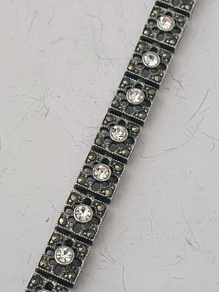 Silver, Marcasite and Crystal Bracelet - Image 3