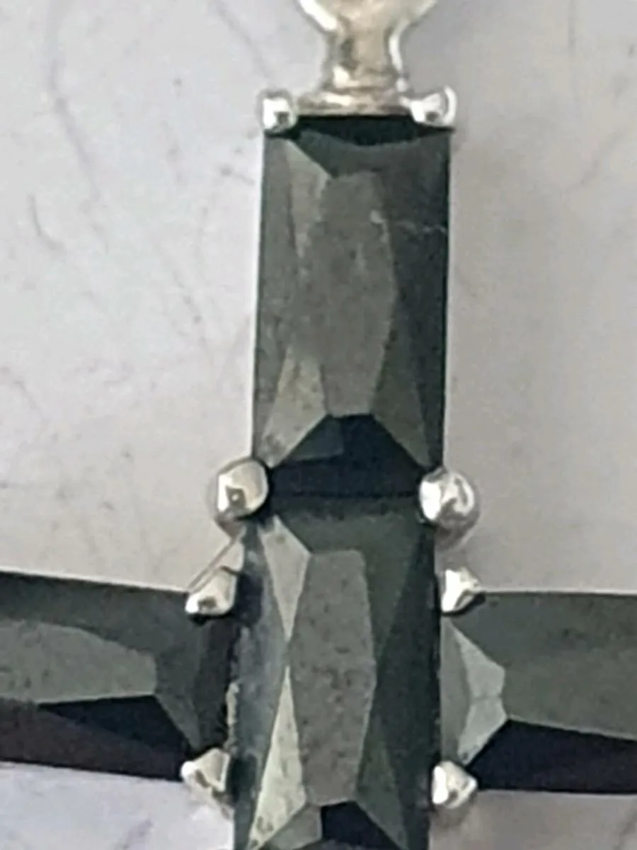 Silver & Black Crystal Cross Pendant - Image 3