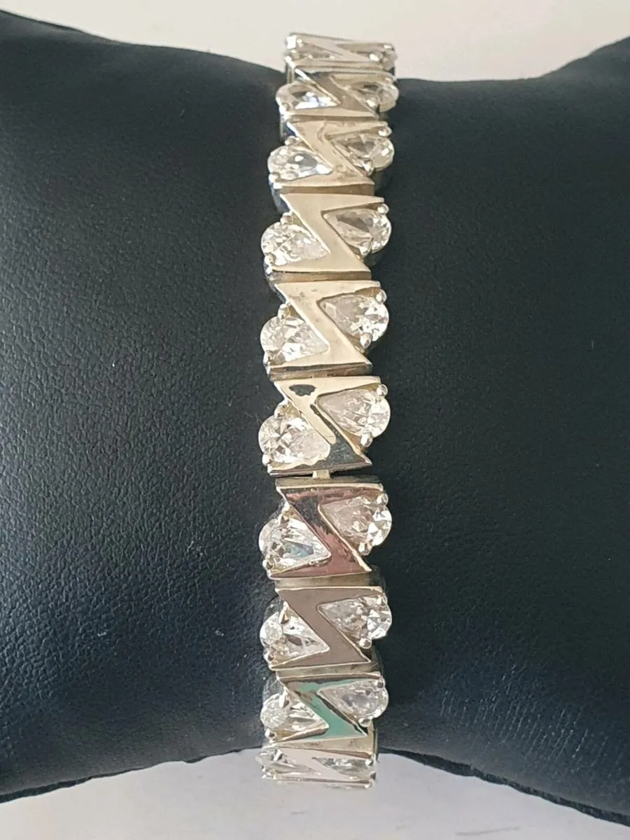 925 Silver & Crystal Tennis Bracelet - Image 1