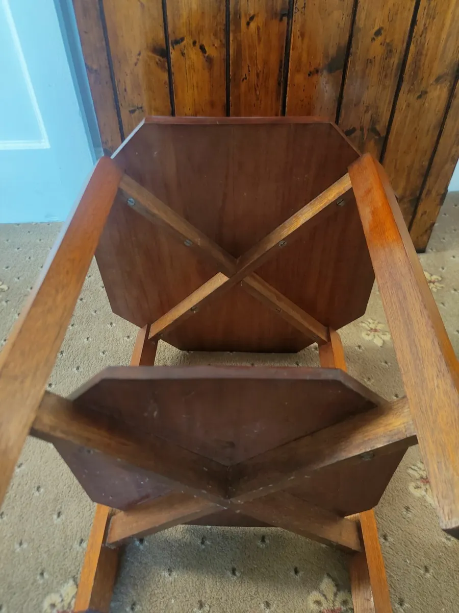 [Reduced] Hex Table Mid Century Polished Oak - Image 4