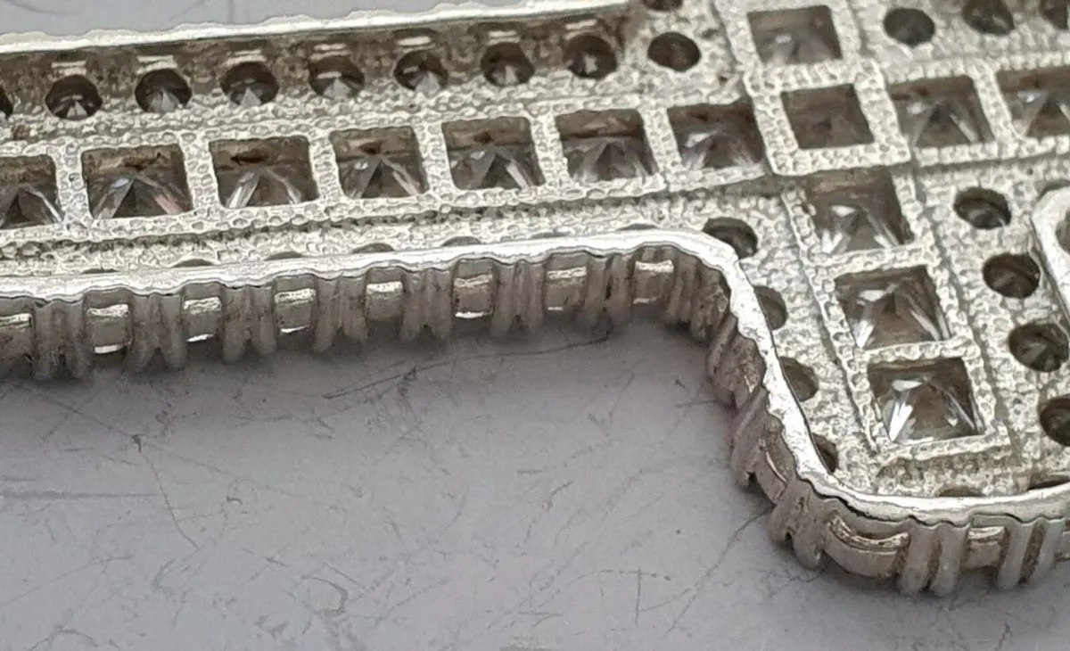 Silver & Crystal Cross Pendant - very large - Image 3