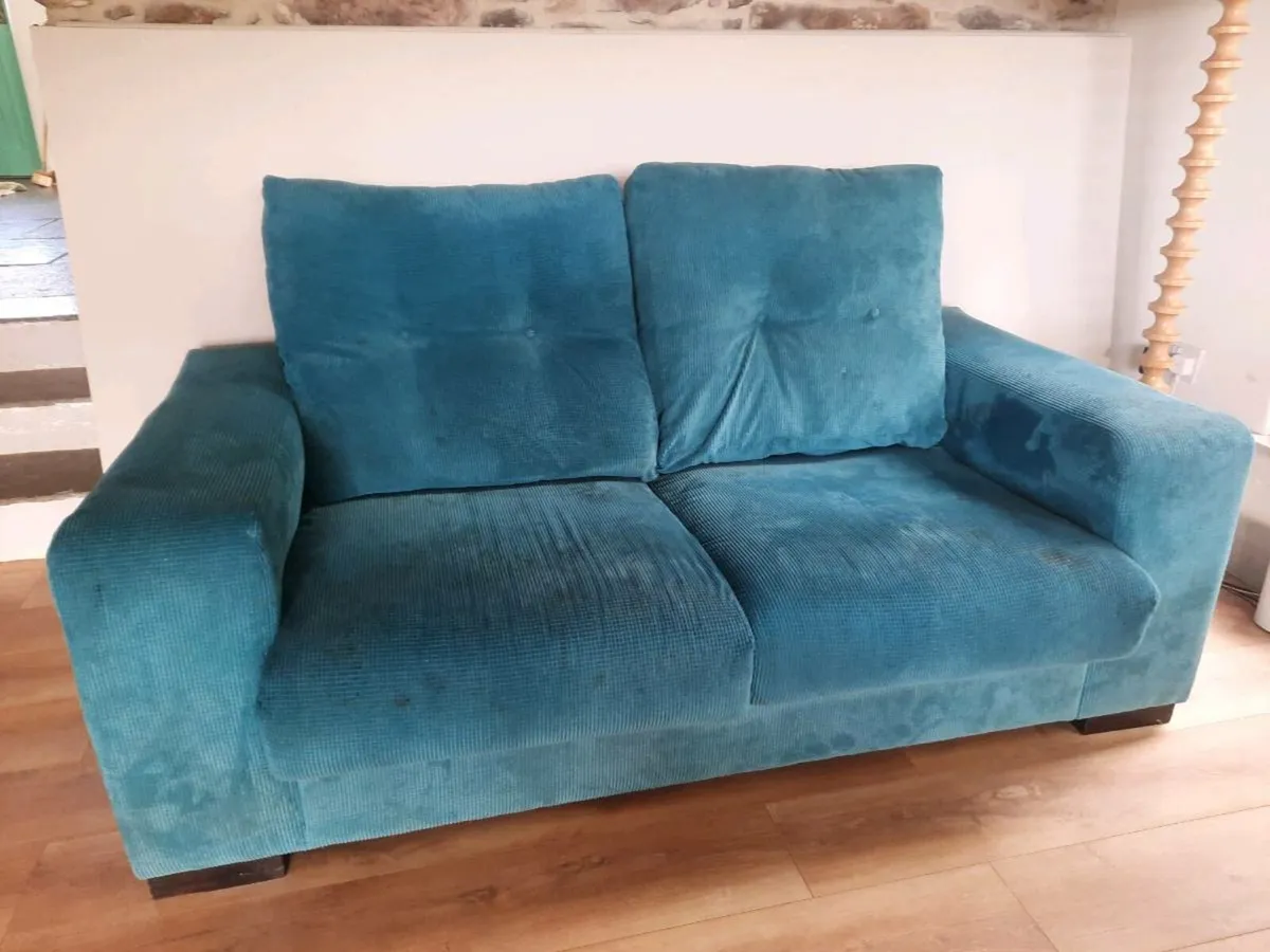 2 seater blue sofa