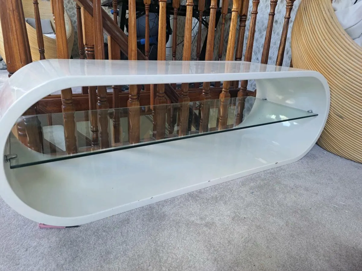 White  shelf glass Tv stand - Image 1