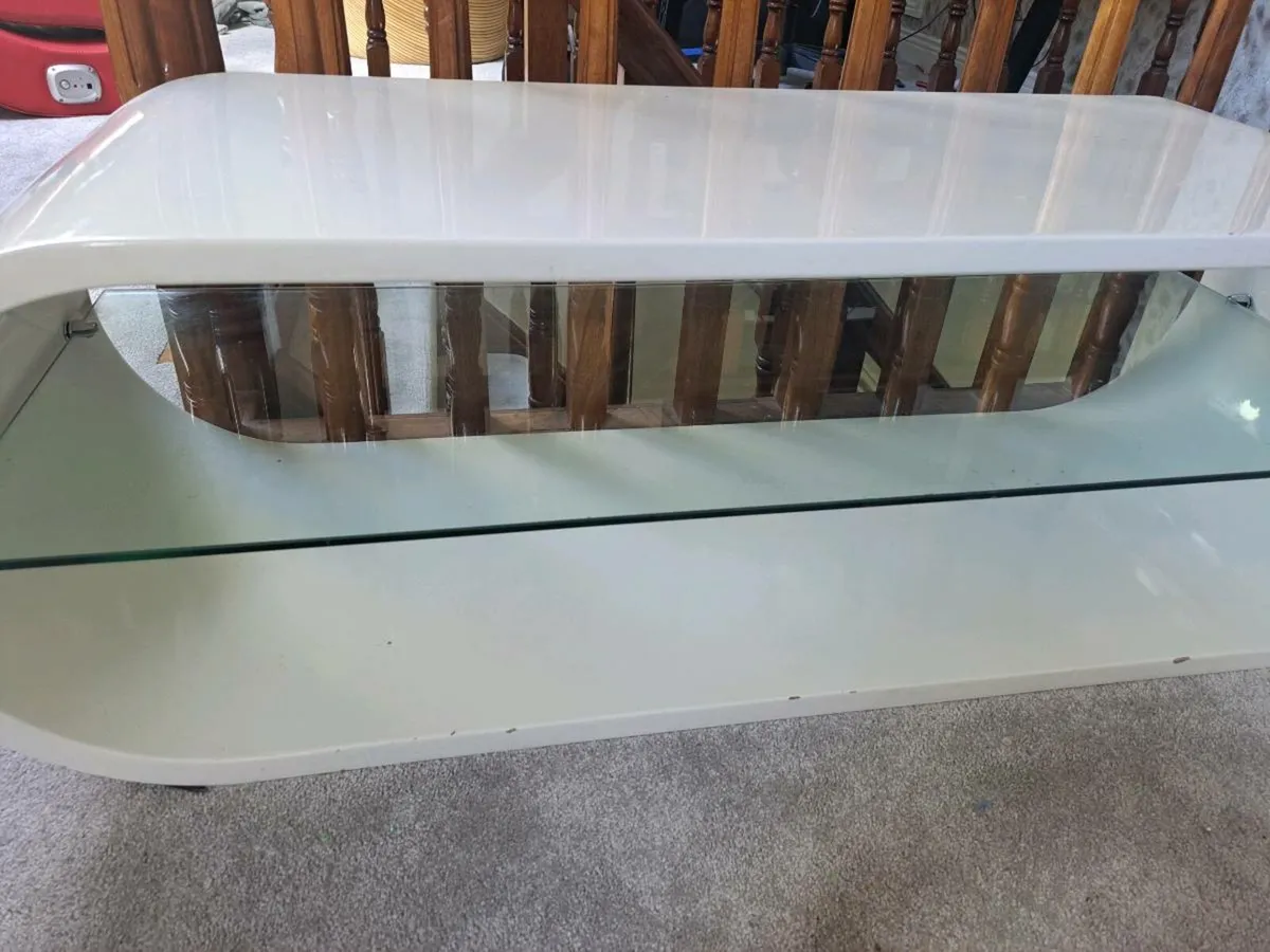 White  shelf glass Tv stand - Image 2