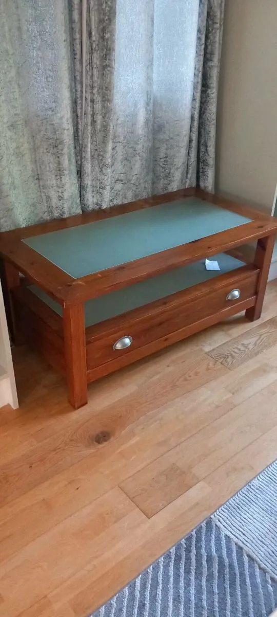 Coffee Table Large Size Wood and Glass - Image 2