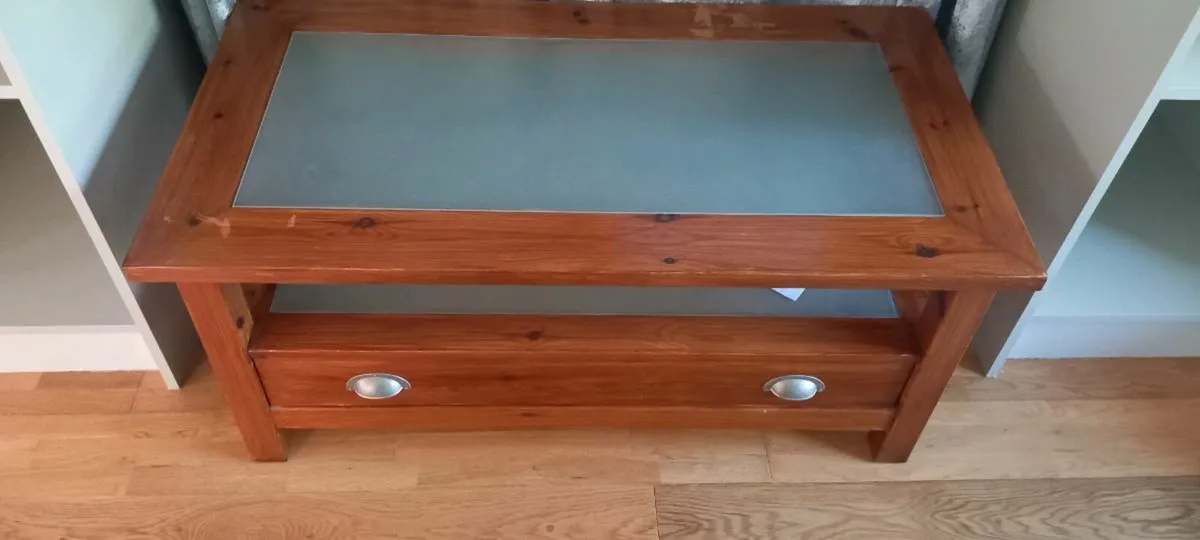 Coffee Table Large Size Wood and Glass - Image 1