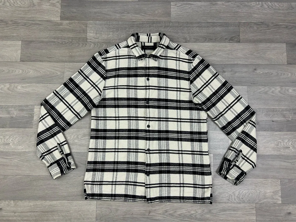 AllSaints Heavyweight Cotton Check Shirt Mens M - Image 1