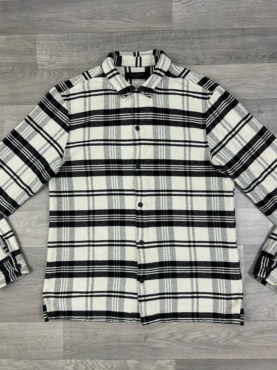 AllSaints Heavyweight Cotton Check Shirt Mens M - Image 2