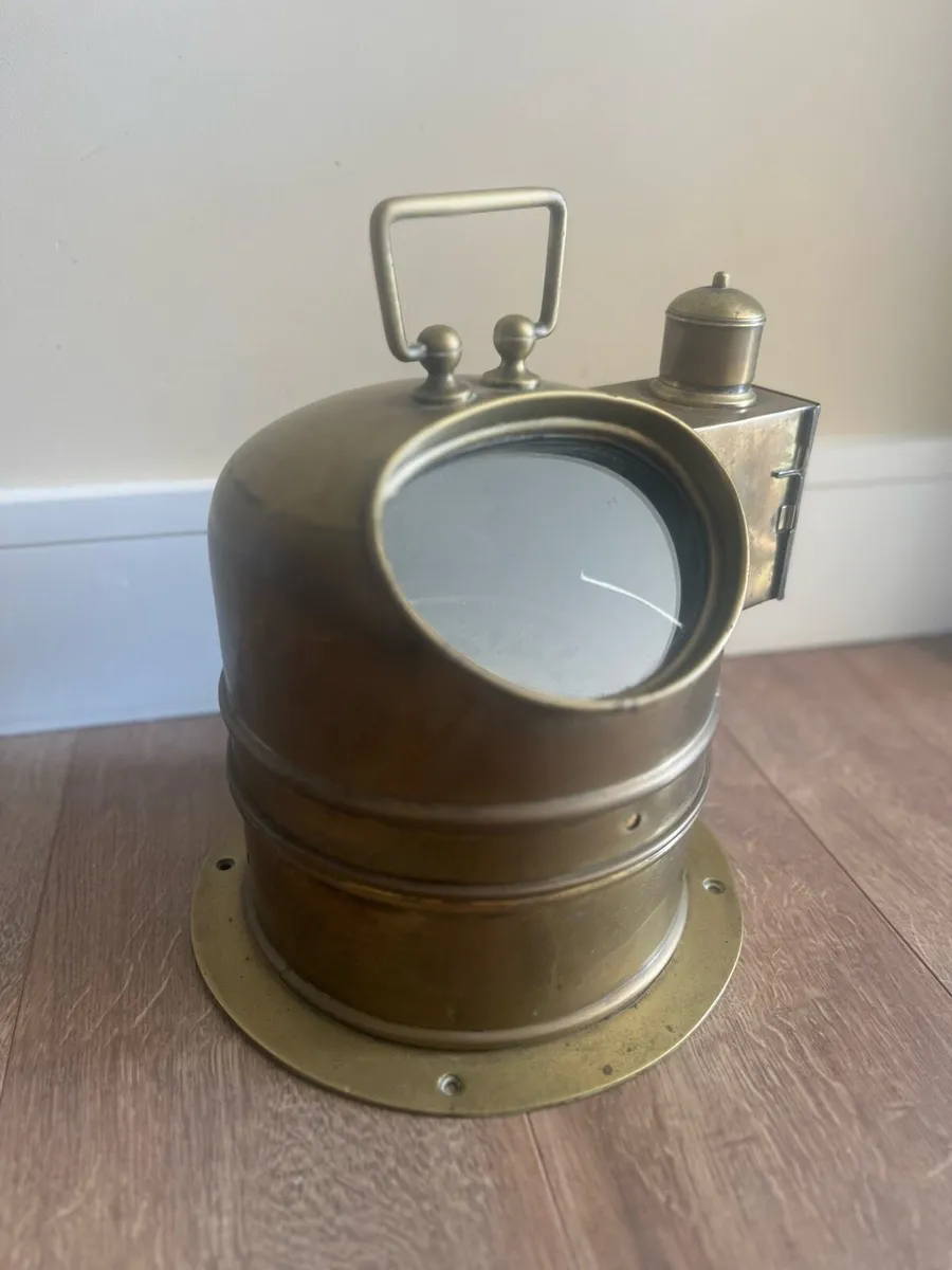 Antique Henry Browne Ships Compass Oil Lamp - Image 1