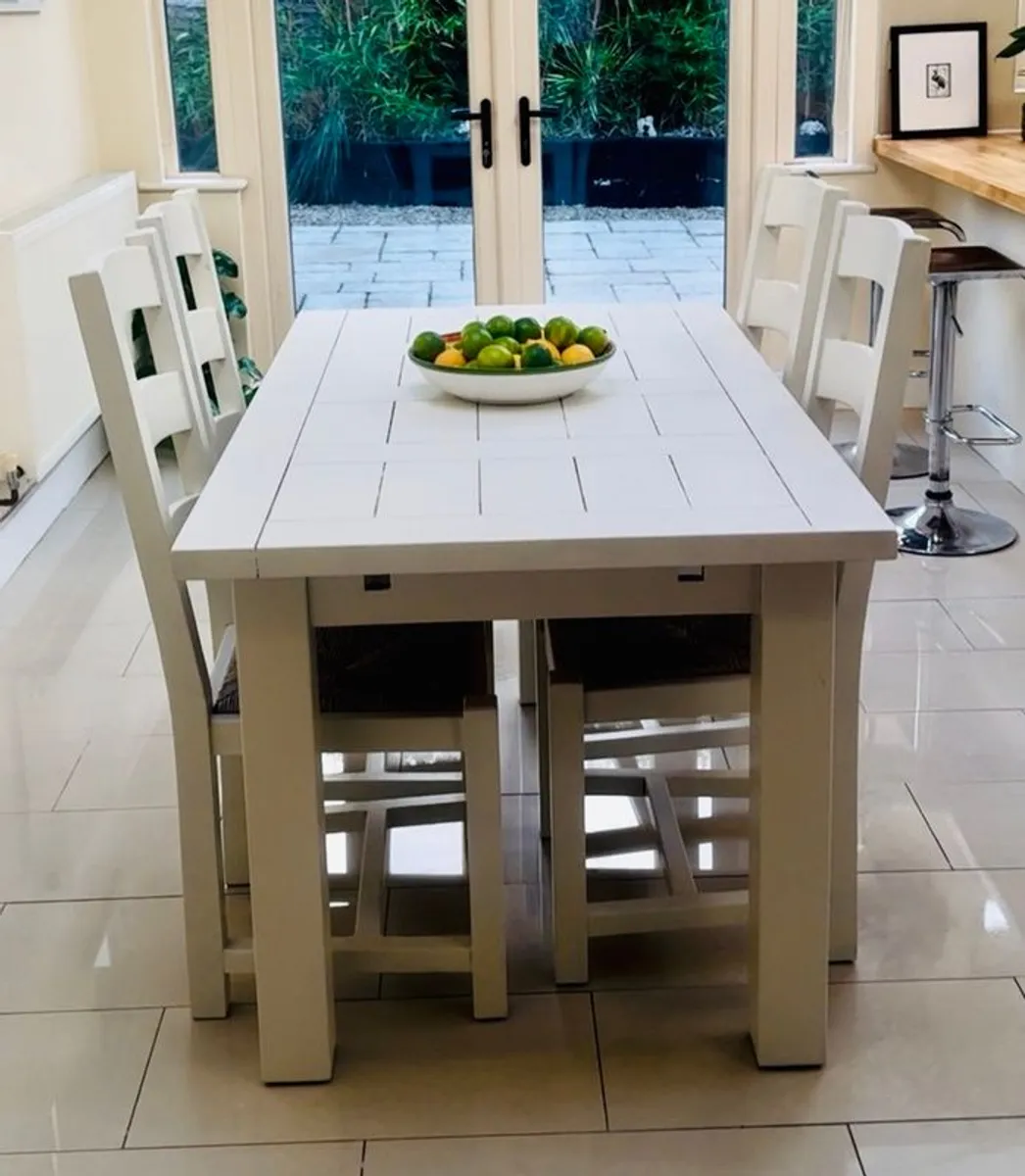 Farmhouse Rustic Oak Table & chairs - Image 1