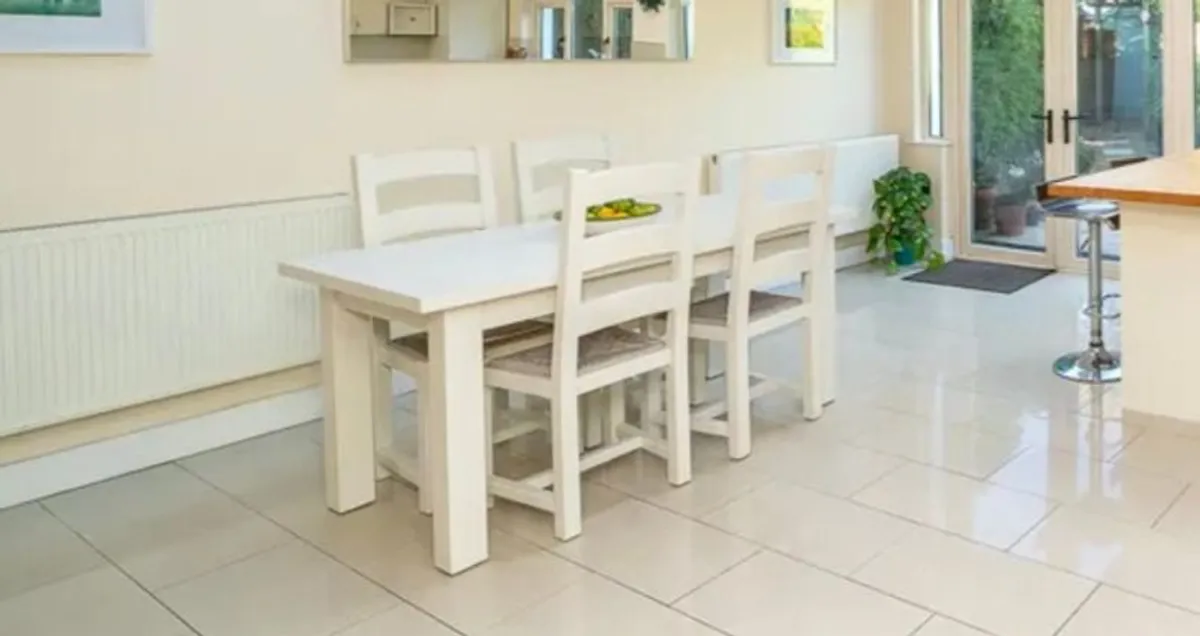 Farmhouse Rustic Oak Table & chairs - Image 2