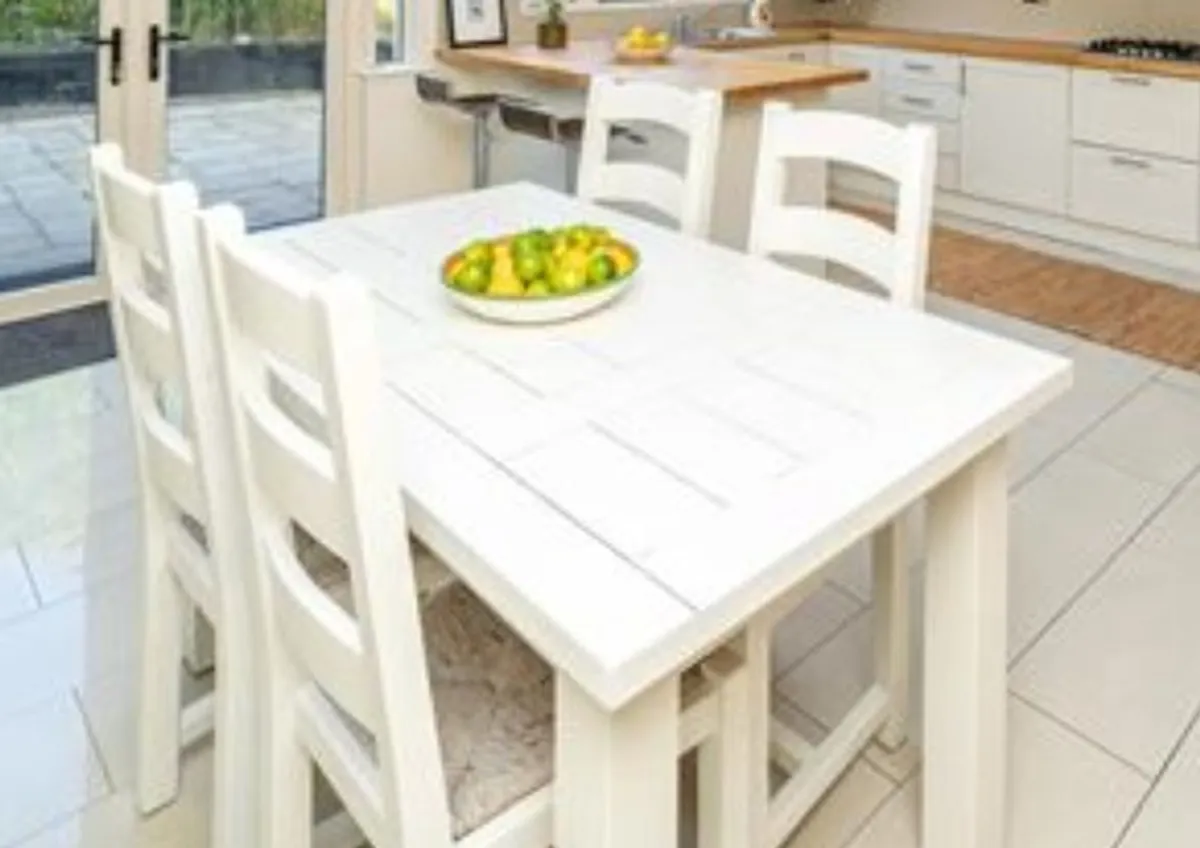 Farmhouse Rustic Oak Table & chairs - Image 3