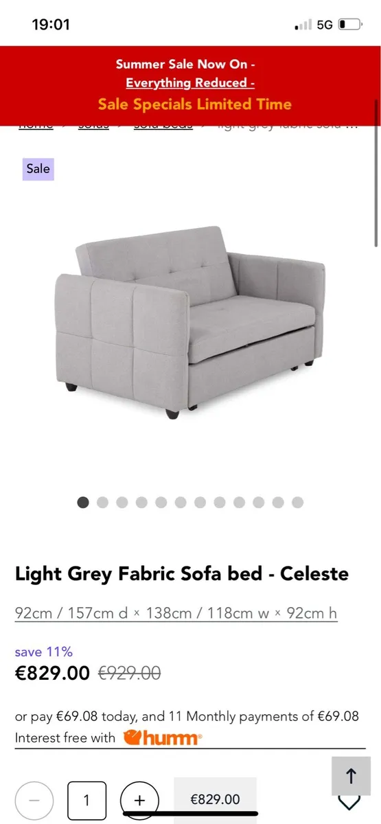 Light Grey sofa bed - Image 3